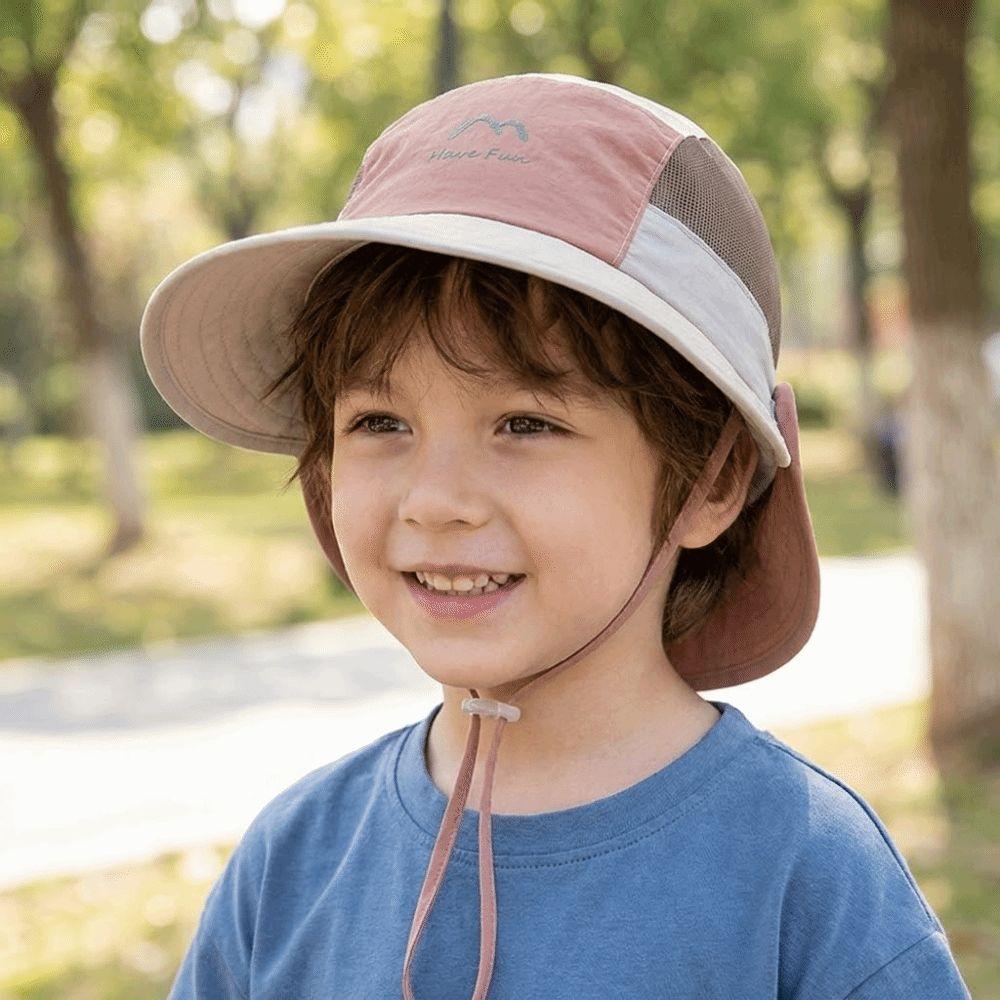 Macaron Color Children Sun Hat Breathable Detachable Cap Comfortable Quick-Dry Bucket Hat Boys
