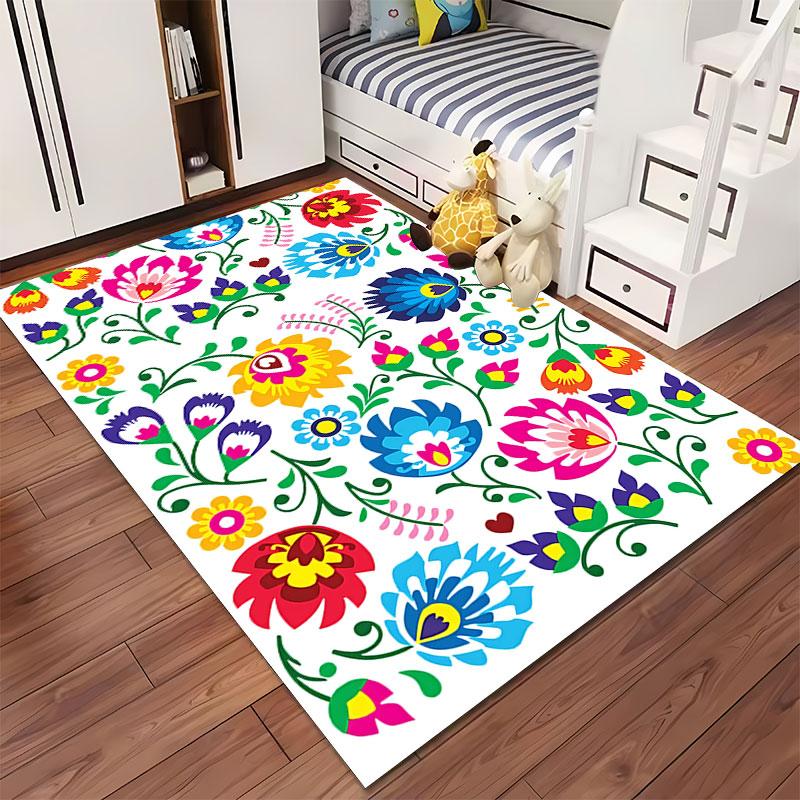 Colorful Floral Pattern Carpet suitable as a non-slip mat for the living room or bedroom sofa