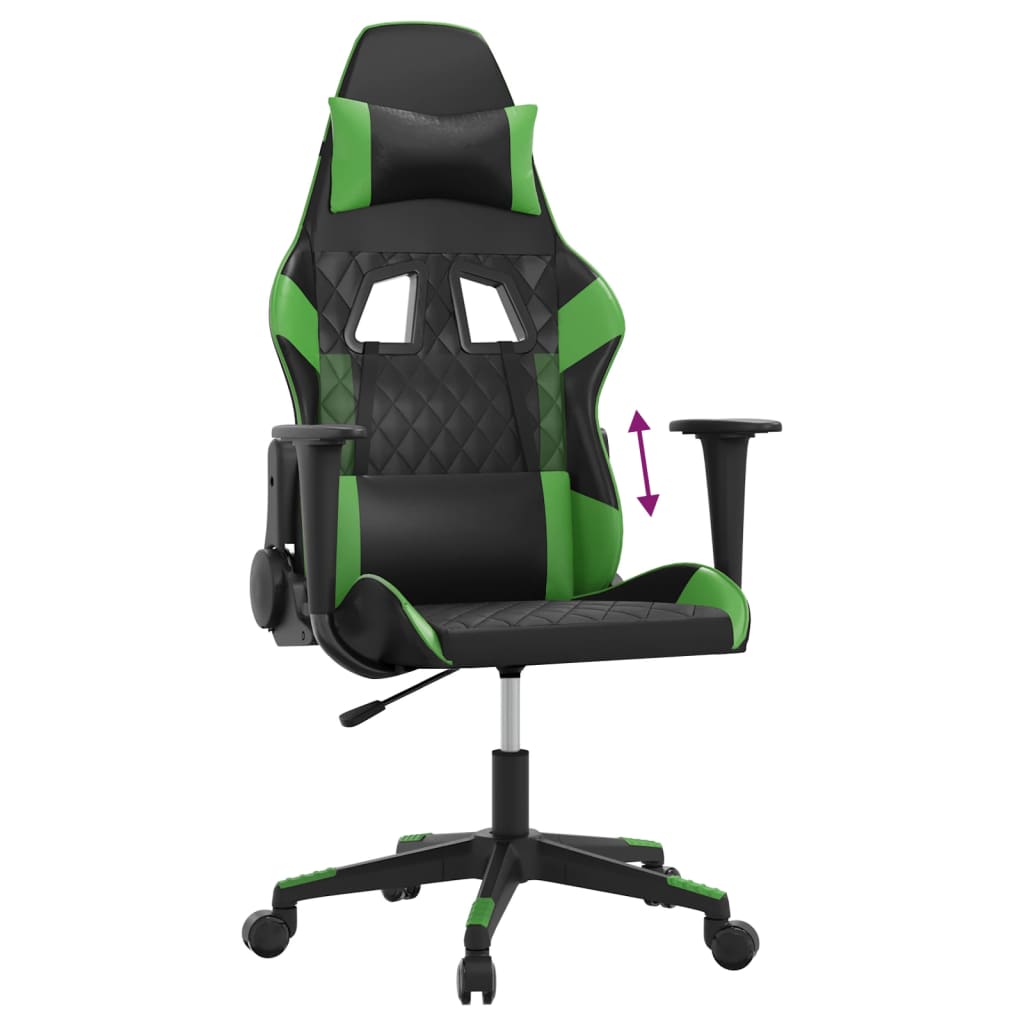 Gaming Chair In Black and Green Artificial Leather