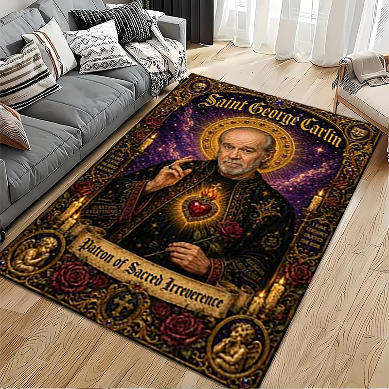 Popkultur Teppich, George Carlin Heiliger Respektloser Poster, Man Cave Dekoration, Rutschfeste Matte