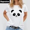 Women T Shirt Simple Design Tops Panda Printed Female Tee T Shirts Casual Basic Summer White Tshirt Kawaii Lady Tshirts 2021