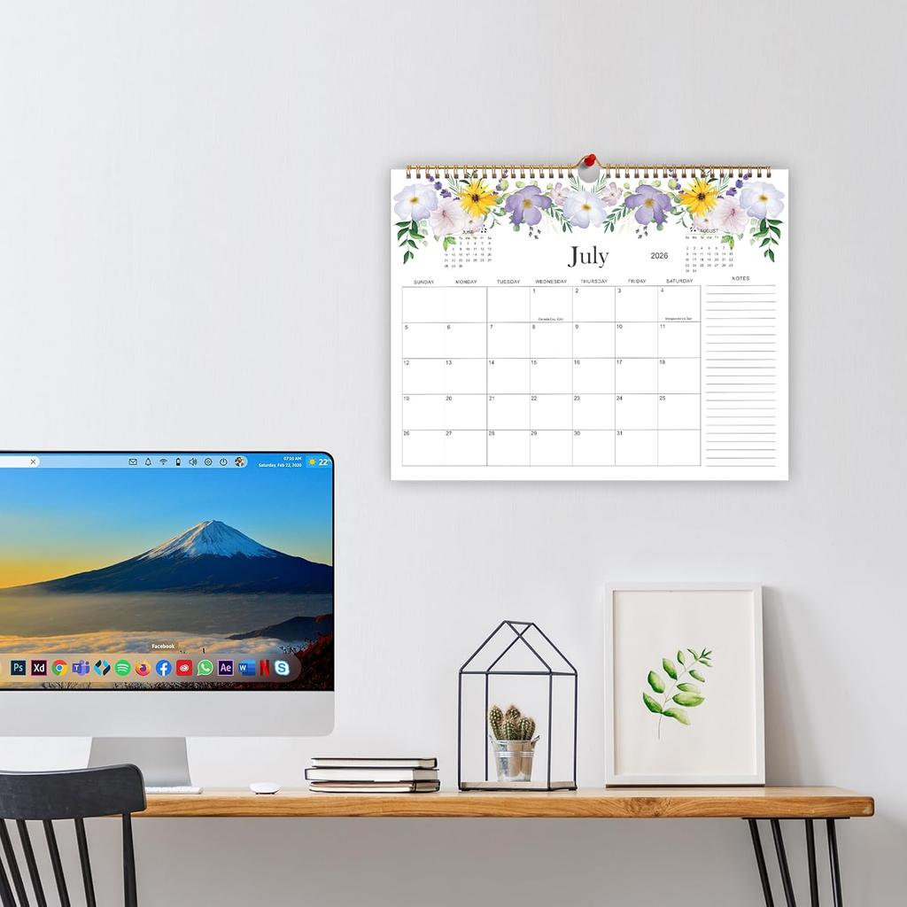 2026 Wall Calendar, Tempomind Calendar 2026, 18 Month Wall Calendar January 2026 To June 2027, 14" X 10.5" Aesthetic Hanging Calendar for Home Office