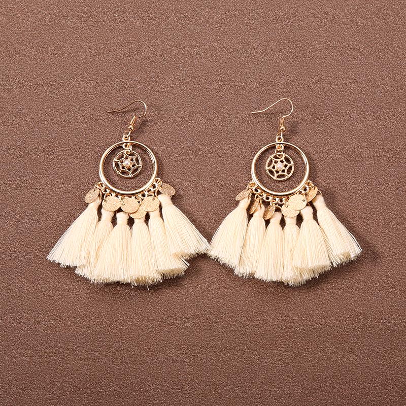 Handmade Retro Bohemian Ethnic Tassel Earrings for Women, Long Thai Style