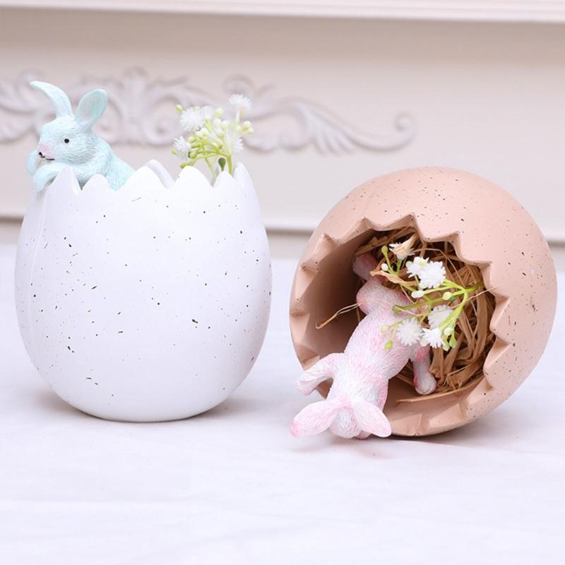 Cute Easters Bunnies and Eggshell Planter Funny Succulents Plant Flower Pots Indoor Bonsais Holder Container Decors