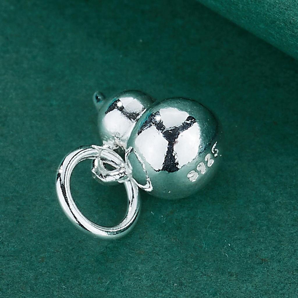 Solid S925 Sterling Silver Aged Matte Gourd Pendant for DIY Bracelets