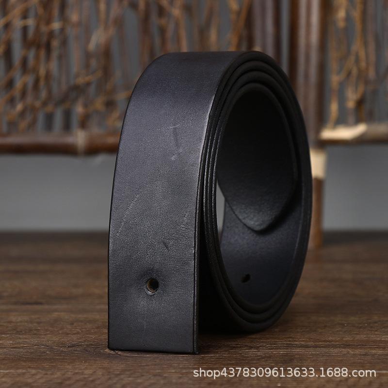Headless Belt Men'S Leather Pin Buckle First Layer Pure Cowhide Strip Retro Matte Trend Buckle-Free Belt Belt Does Not Take The Lead