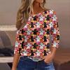Women's Fashion Casual Three-quarter Sleeve Halloween Printed Round Neck Top