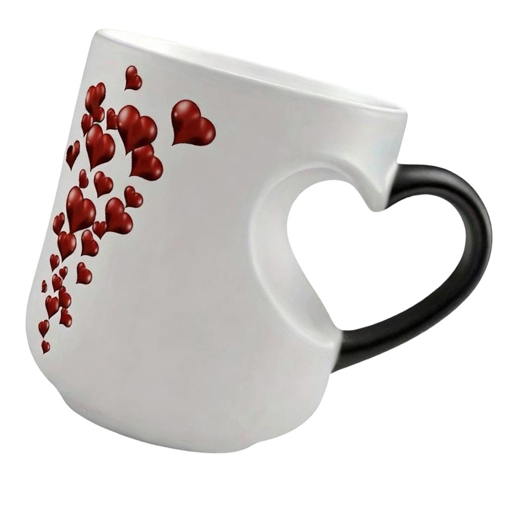 Coffee Cup with Heart Handle Drinking Mug For Hot Beverages Gift for Birthday Anniversary Valentines Day