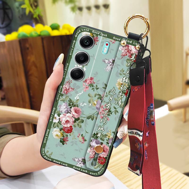 Shockproof Protective Phone Case For Tecno Camon40 4G/CM5 Durable Lanyard Anti-knock Phone Holder Silicone For Mom Ring
