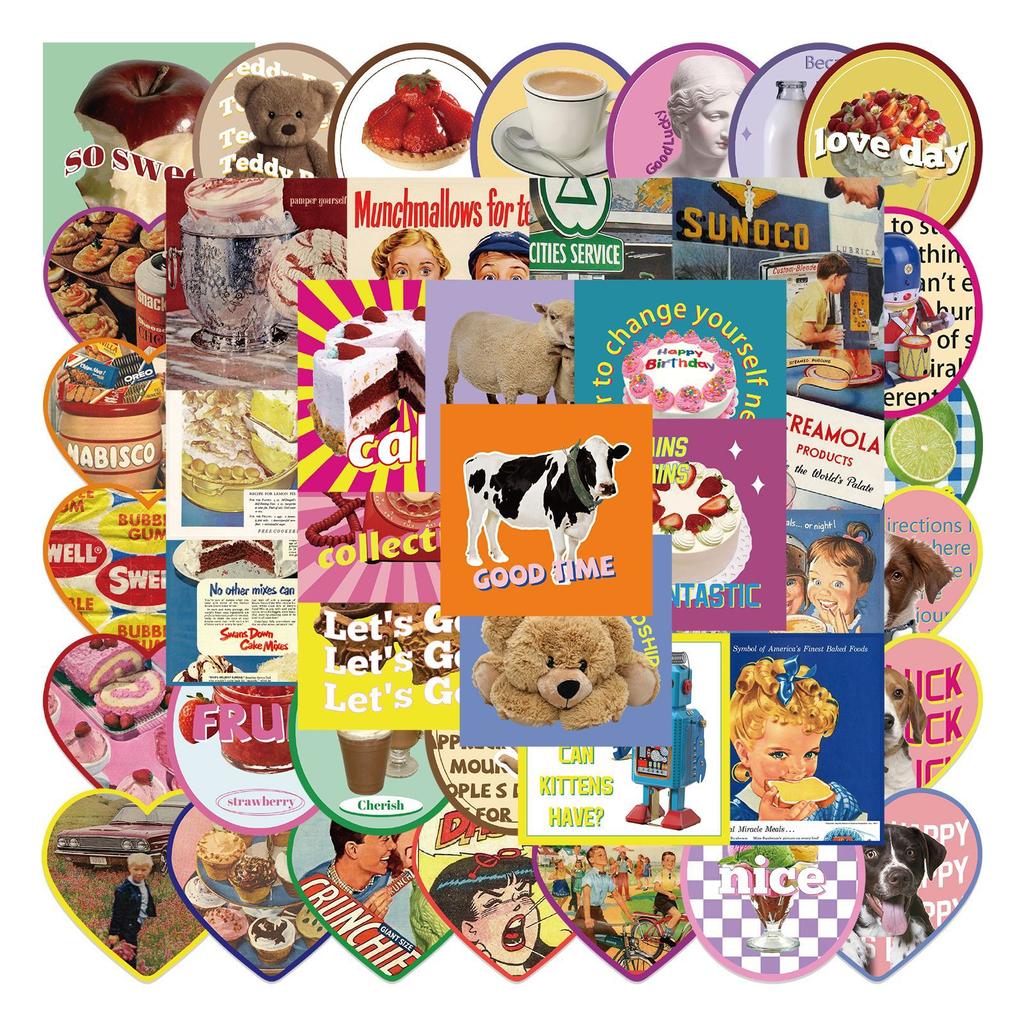 50 Cartoon Ins Style Milk Cookies Doodle Stickers Decorative Suitcase Water Cup Guitar Waterproof DIY