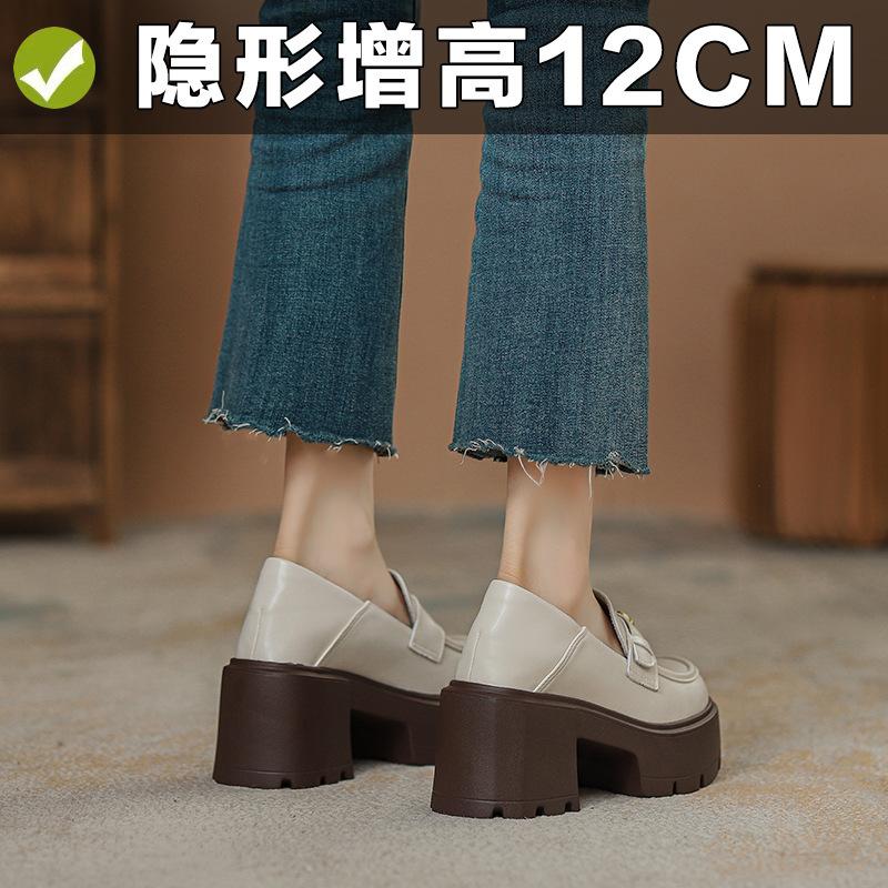 Inner height increase 12cm white women's small thick-bottomed camellia small size 32 British super high heel