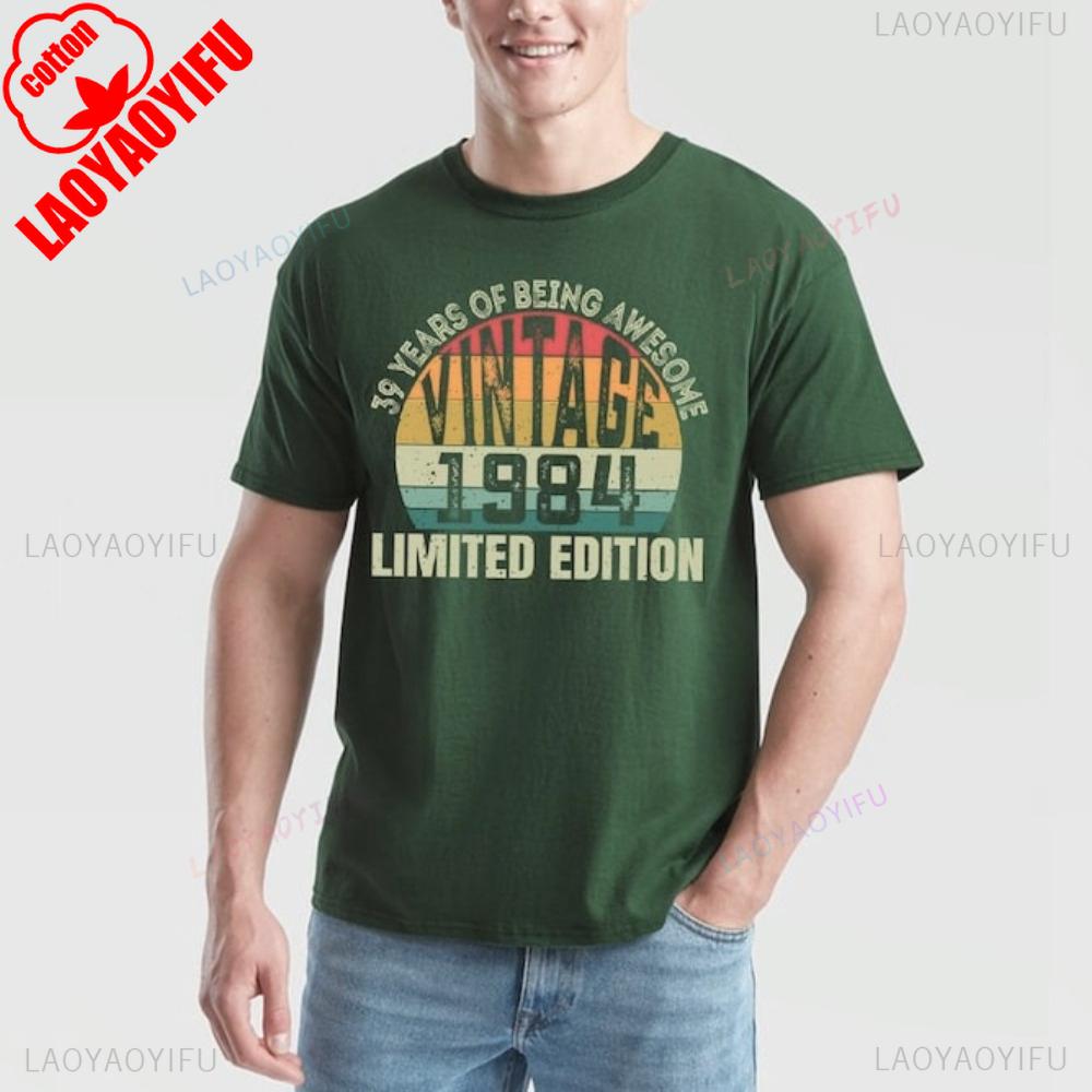 39 Years of Being Awesome Vintage 1984 Printed Tshirt Tops Classic Retro Birthday Gift Graphic Tshirt  Unisex Cotton Streetwear