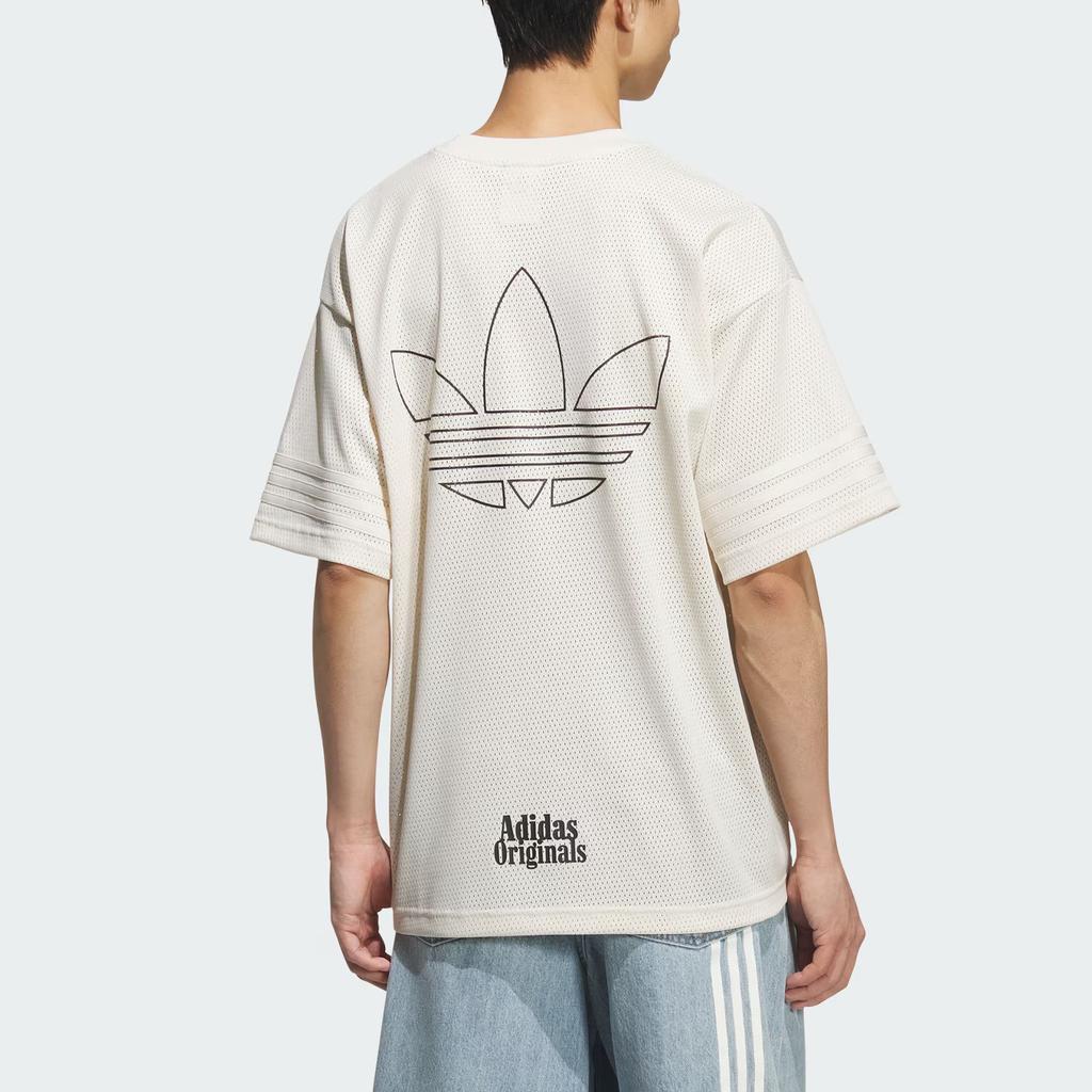 adidas Originals Retro Top Ss25 Serie Basket Mesh Logo Lettera Maglietta Manica Corta Larga Top Unisex KF0721