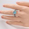 Luxury Sparkling Blue Synthetic Zirconia Wedding Silvery Plated Ring Women's Fashion Elegant Engagement Jewelry Accessories Gift