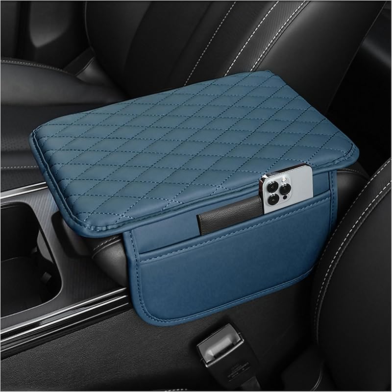 Upgraded Car Center Console Cover,Microfiber Leather Car Armrest Cover Cushion with 2 Storage Bags,Car Armrest Storage Box Interior Accessories for