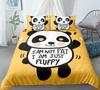 3D Cartoon Panda Duvet Cover Set Cute Panda Comforter Cover Bamboo Black White Bear Polyester Bedding Set For Boys Girls Teens
