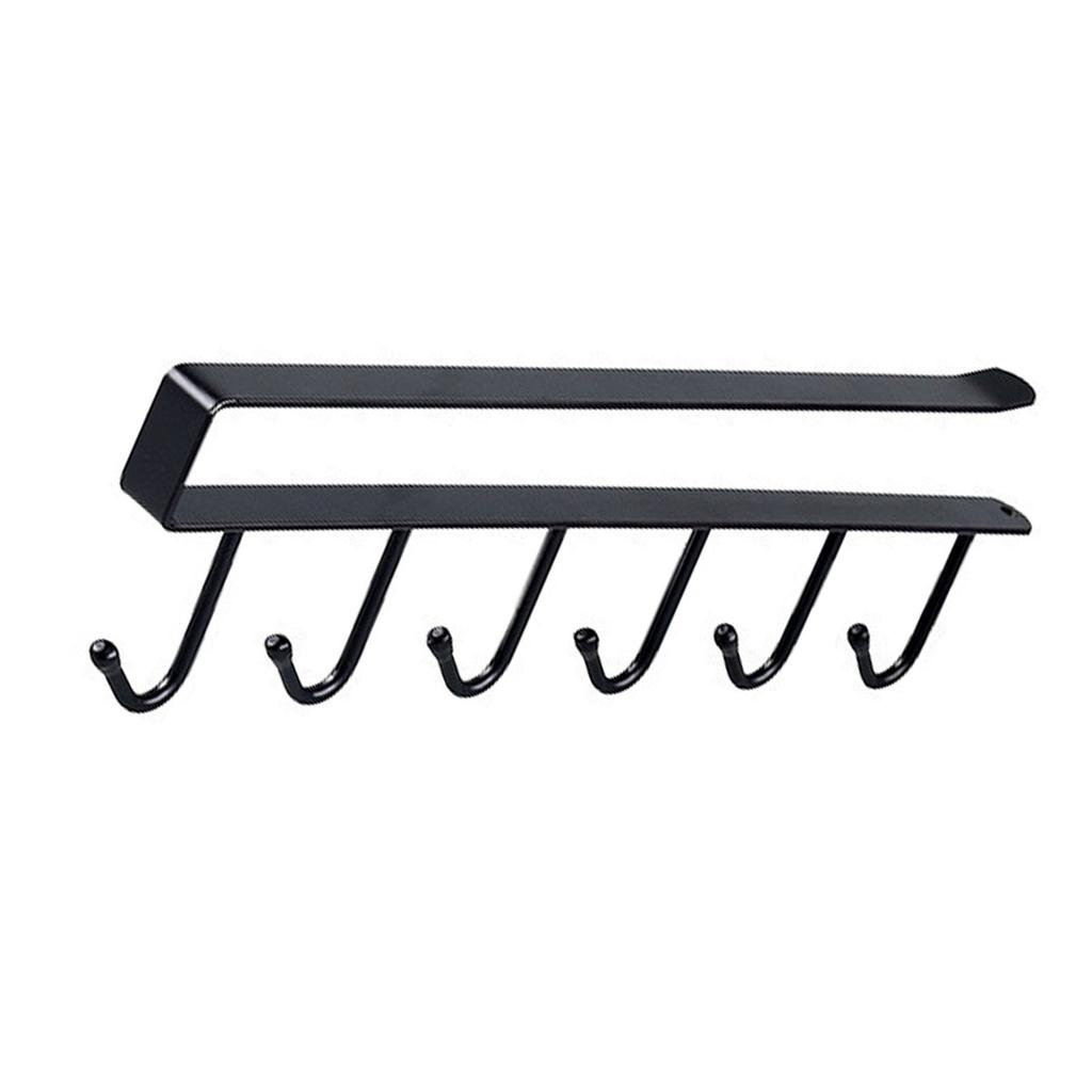 6 Hooks Under Cabinet Hangers No Drilling Under Cabinet Mug Holder Rack Multifunctional Iron Hook