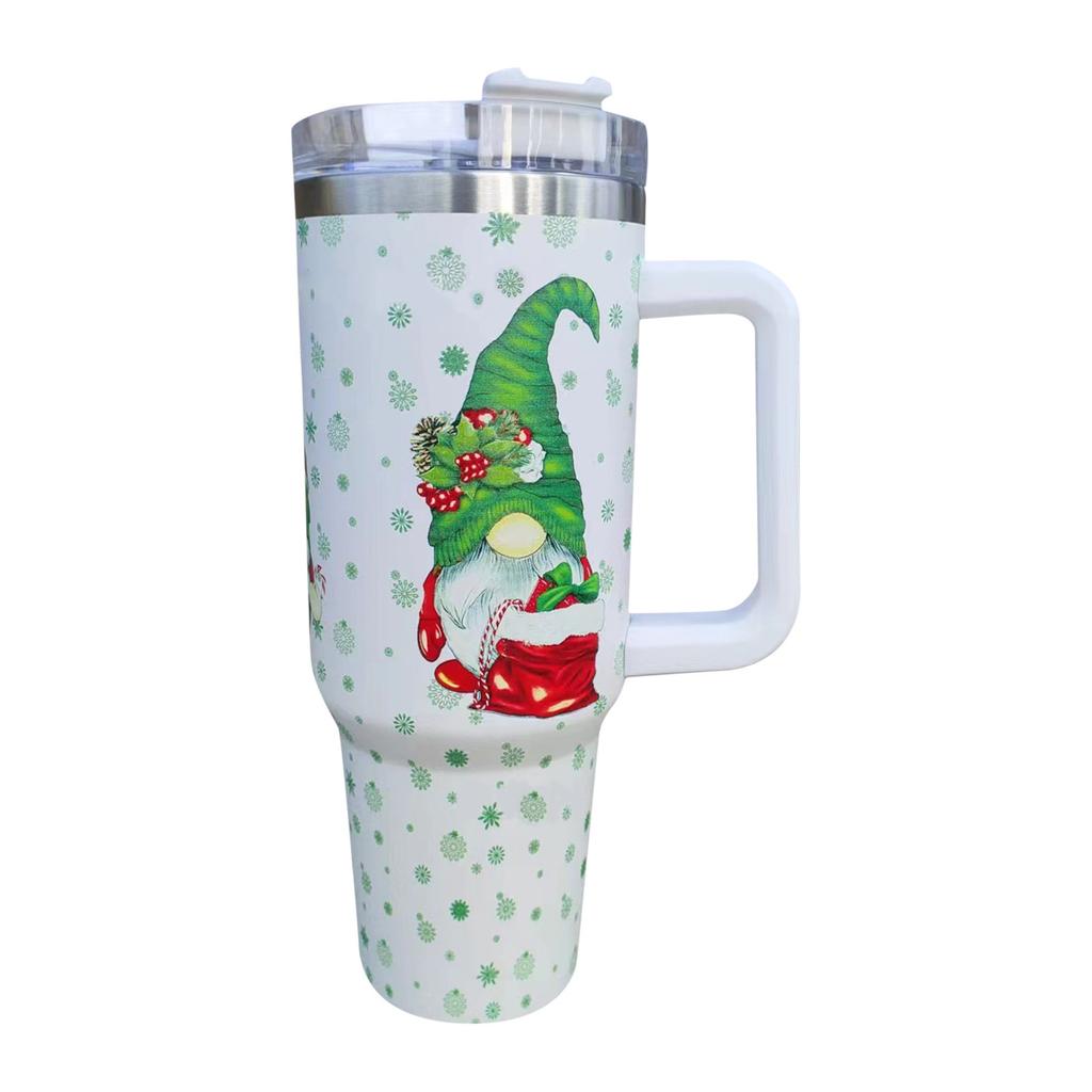 Christmas Tumbler 40 Oz, Merry Christmas Tumbler With Handle And Straw, 40oz Tumbler Maintains Cold Heat And Ice For Hours