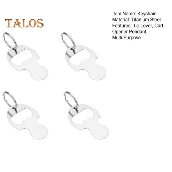 4Pcs Tie Lever Token Keychain Titanium Steel Cart Shopping Keyring Portable Coin Pendant Metal Lever Remover Key Holder
