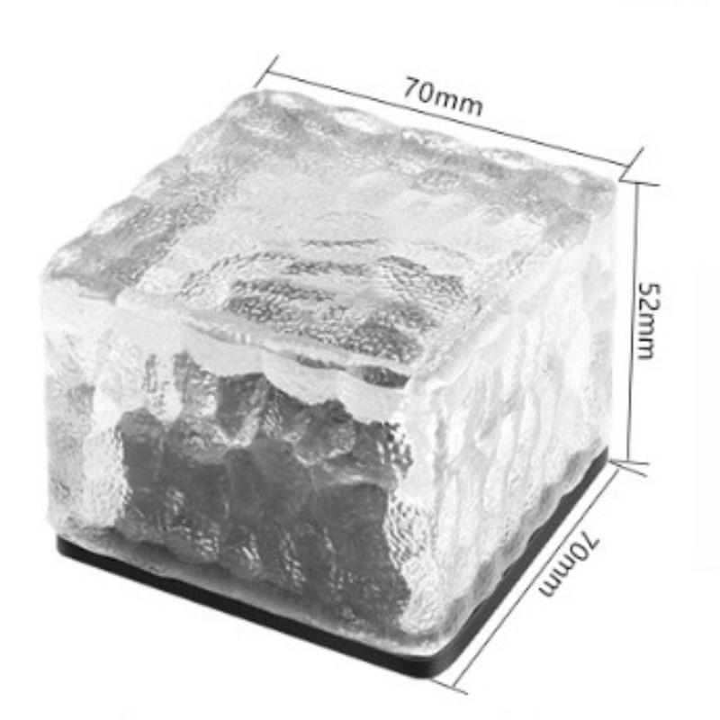 Solar Ice Cube Light, Square Glass Block Landscape Lamp, Waterproof Outdoor Pathway Garden Yard Decor Light