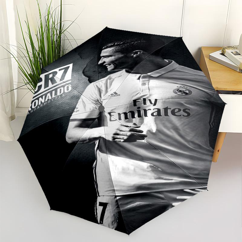 Cristiano Ronaldo Legacy Compact Travel Automatic Umbrella Sturdy 8-Rib Shaft Compact Design for Outdoor Daily Use Compact Folding Umbrella