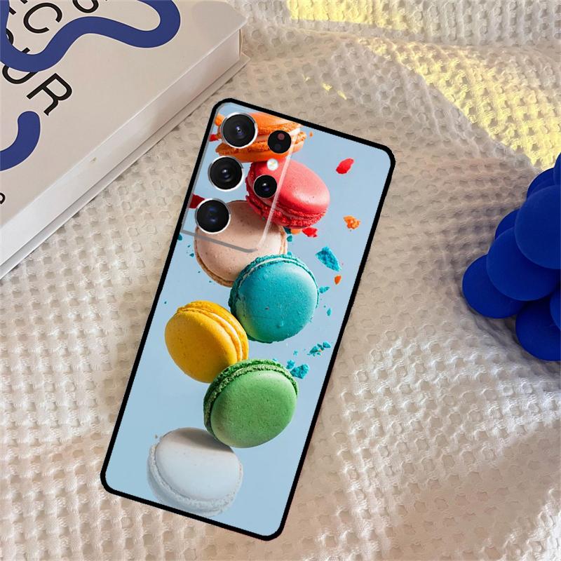 Macarons Cake Dessert Cute Phone Case For Samsung Galaxy S25 Ultra S9 S10 S20 S22 S21 S23 FE S24 Plus Portector Cover
