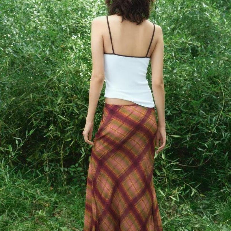 Za New Fall Women's Clothing 2025 Fashion Style Fashion Half-Length Gingham Mid-Waist Dress 8389037 605