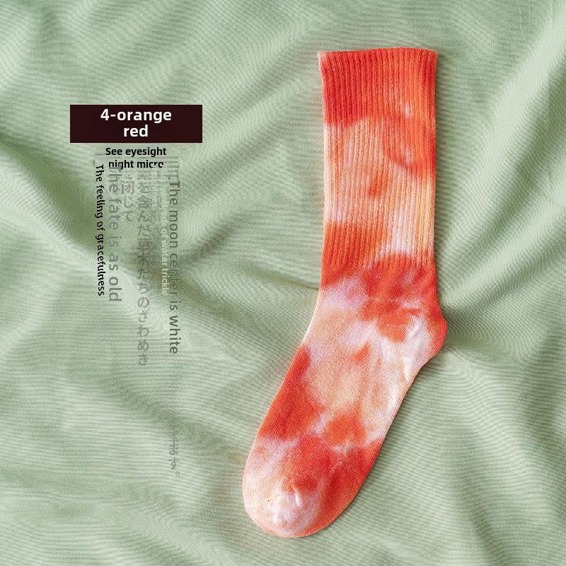 Gradient Tie-Dye Mid-Tube Cotton Socks - Women's Street Fashion & Sport Trend