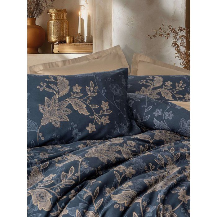 Parure de lit King Size - 1 housse de couette 240 x 220 cm + 2 taies d'oreiller 60 x 60 cm - Satin - Beige