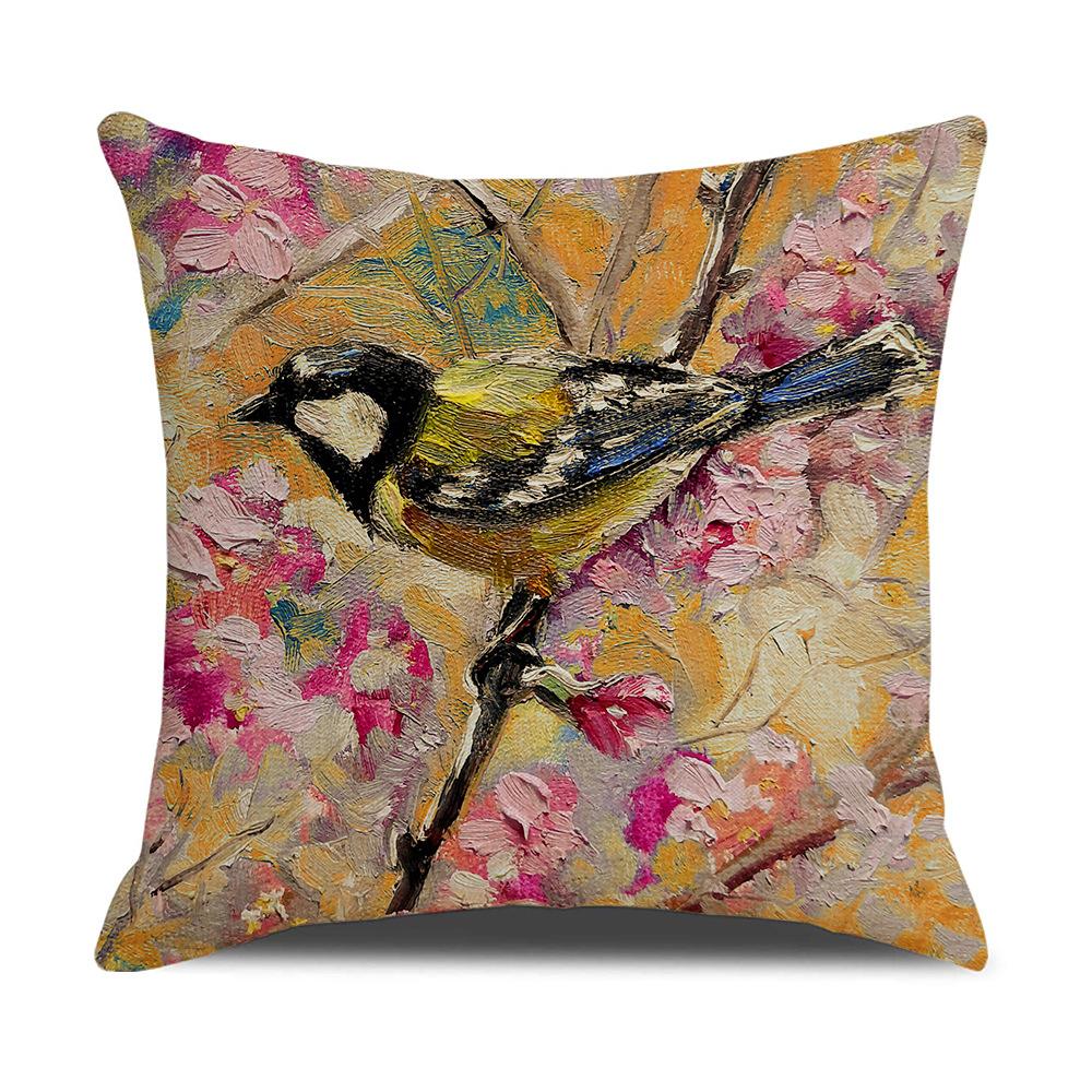 Watercolor Bird Cushion Cover Pillowcase Home Decor Office Sofa Pillowcase Home Decor Pillowcase
