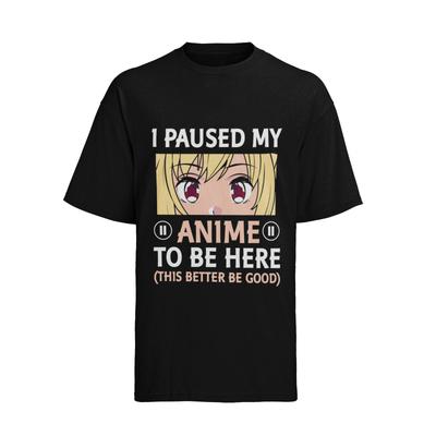 I-Pauzeerde-Mijn-Anime-Om Otaku Kawaii Cosplay Anime Heren Shirt 100% Katoen