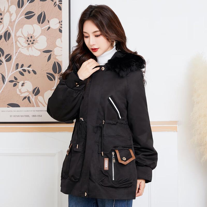 KAISER Women's Fox Fur Collar Parka with Rabbit Fur Liner