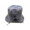 American Retro Denim Bucket Hat Old Washed Metal Label Adjustable Daily Versatile Sunshade Basin Hat Foldable