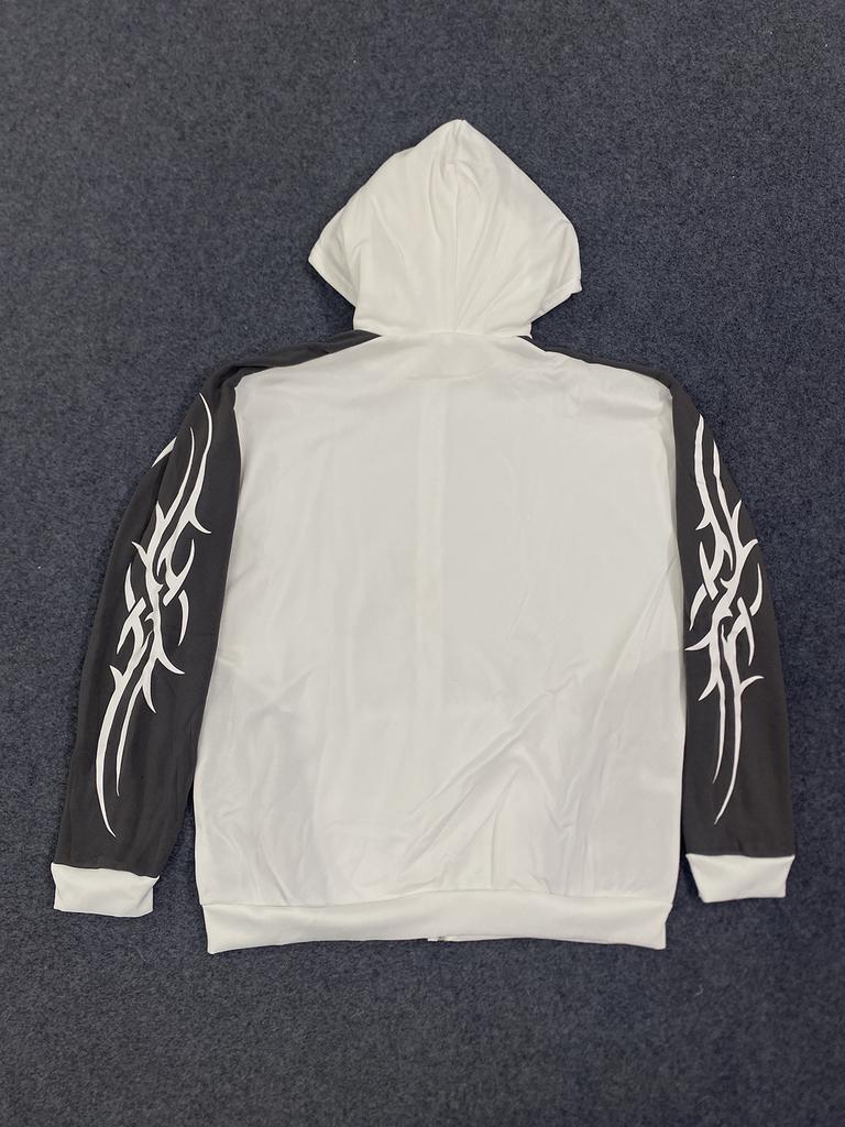 Men's Double Hood Colorblock Loose Trendy Hood Cardigan Zipper Hoodie