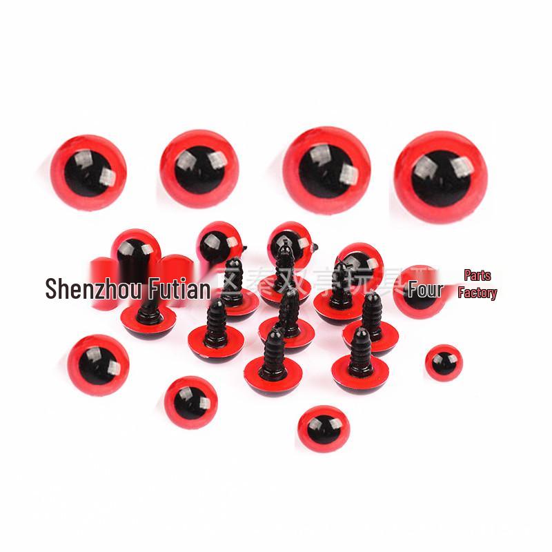 Handgefertigte zweifarbige Cartoon-Puppenaugen – Rote Kristallpupillen-Accessoire