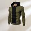 Men Fall Winter Hoodie Colorblock Drawstring Long Sleeves Big Pocket Hooded Retro Thin Loose Daily Wear Casual Sport Top