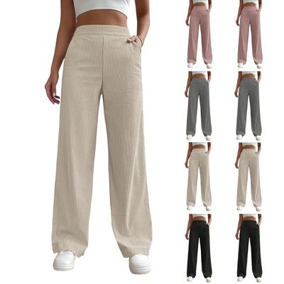 Women's Stylish Solid Color High-waisted Baggy Wide-leg Pants With A Full-length Casual Straight-leg Pants