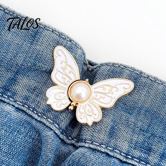 Strong Metal Waist Clip Pants Tighteners No-Sewing Butterfly Flower Buttons Pins Adjustable Snug Fit Jeans Accessory Buckle Extender for Loose Skirts
