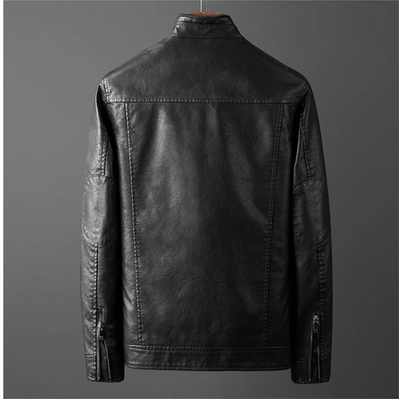 Giacca in Pelle da Uomo Autunnale Uomo Vestibilità Slim Moda Cappotto in Pelle Streetwear Casual PU Capo Esterno Maschile