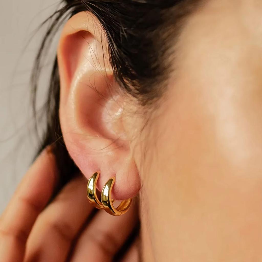 Stainless Steel Minimalist Huggie Hoop Earrings For Women Gold Color Tiny Round Circle 6/10/12mm Punk Unisex Rock Earring