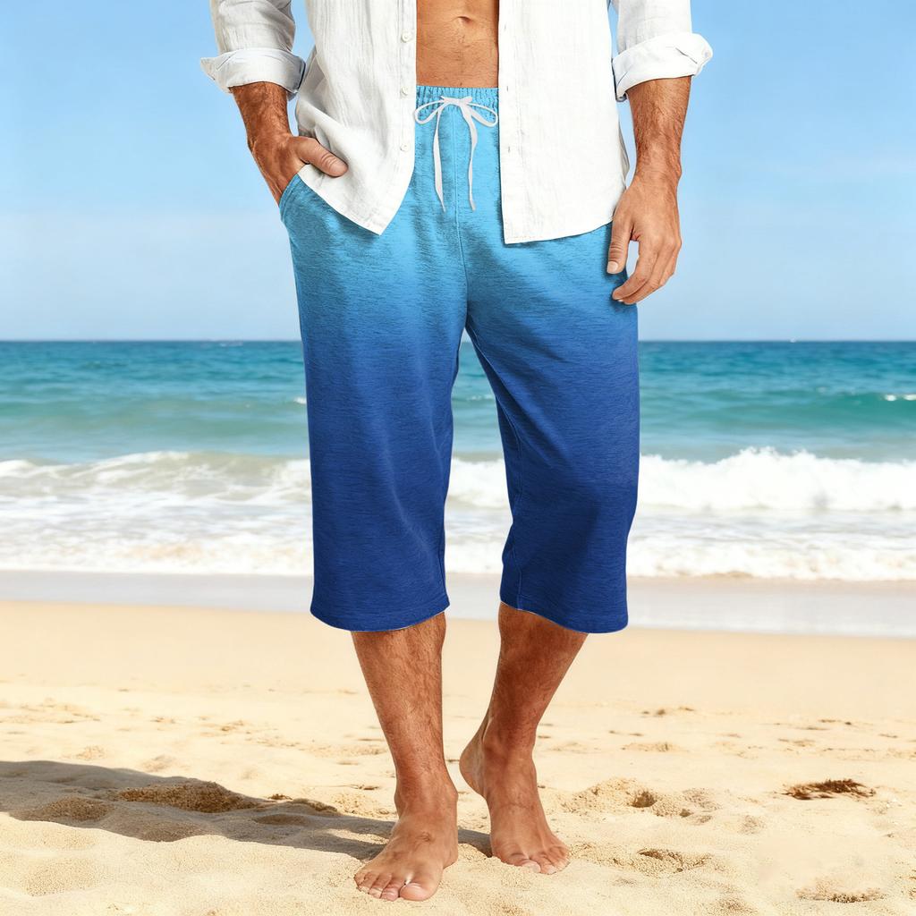 Men's Casual Drawstring Cropped Shorts