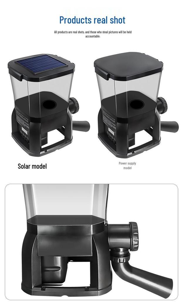 Jebao Solar-Powered Koi Pond Feeder - Large Capacity, Rainproof, Year-Round Use