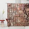3D Printing Brick Pattern Shower Curtains Set Vintage Stone Brick Wall Polyester Fabric Hanging Curtain Bathroom Curtain Hooks