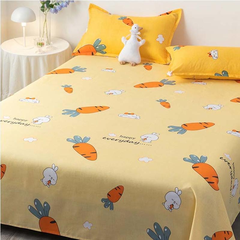 Flat Sheets Brushed Four Seasons Washed Cotton Breathable Bedding Mechanical Wash Simple Bedroom Skin-friendly Cartoon Sheet New