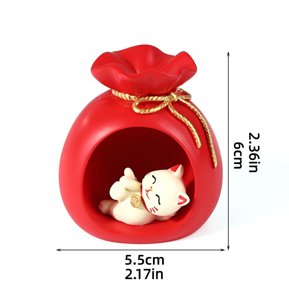 Creative Maneki-neko Ornaments Cartoon Chinese Style Fortune Cat Sculpture Crafts Resin Crafts Red New Year Decoration