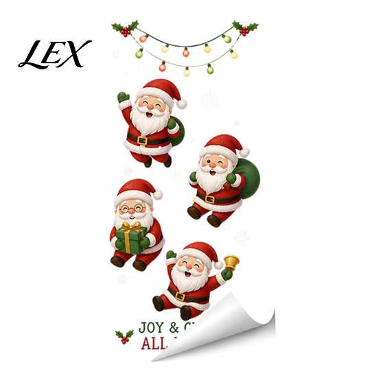 Christmas Snowflake Stickers Static Window Clings, Removable Glass Decals, Snowman Santa Reindeer Nutcracker Office Store Displays with Snowflakes,