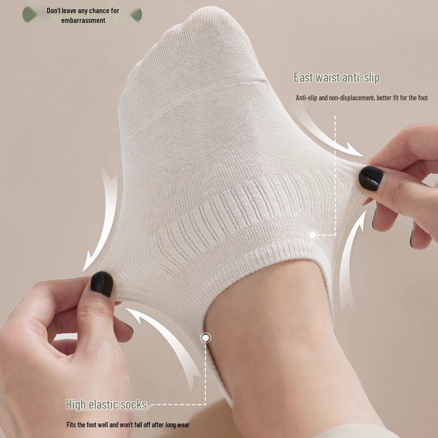 Women's Low-Cut Non-Slip Breathable Socks – Summer Thin, Sweat-Absorbent, Invisible Style for Spring and Autumn