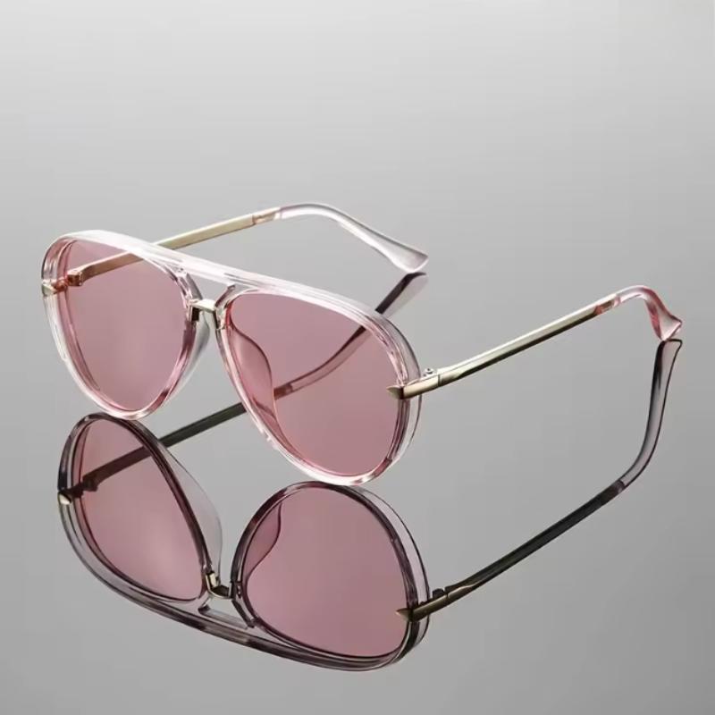 1 Stück Damen Doppelbrillen Stilvolle Brille Mehrfarbige Verlaufsgläser Beliebte Metallbügel Übergroßes Jelly-Gestell