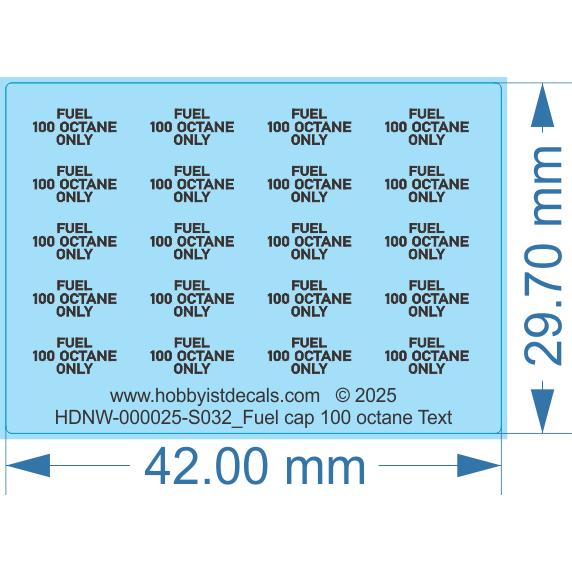 Fuel cap 100 octane Text - 1/32 - Water Decal