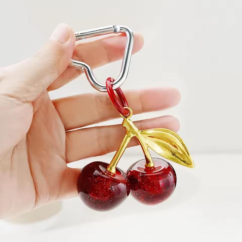 Chic  Cherry Keyring Exquisite Fruits Pendant Keychain Women  Bag Charms Car Key Holder Trendy Charm Keyrings